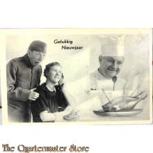 Prent briefkaart mobilisatie 1939 Gelukkig Nieuwjaar vrouw bellen kok kalkoen