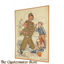 Ansicht 1945 Jan loopt de uitlaatgassen na, Piet vindt een peukje voor papa....
