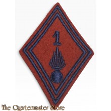 France - mouwpatch (losange de bras) Mod 45 1e Regiment  D'Infanterie