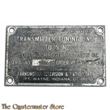 Type plaatje Transmitter Tuning Unit TU-5-N