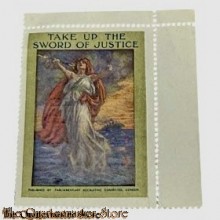 WW1 British stamp/Vignet  "Take up de sword of Justice"