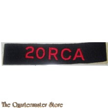 Shoulder title 20 Royal Canadian Artillery 20 RCA