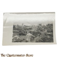 WW2 period original Photo US Soldier with Jeep