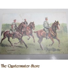 Prent briefkaart mobilisatie no 11 Cavalerie Ritmeester met Ordonnans en Trompetter