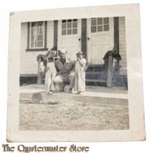 WW2 period original Photo US Soldier with kids in Philipines