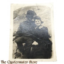 WW1 period original Photo US Soldier with campaign hat and wife