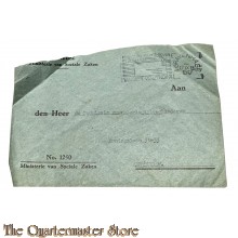Briefomslag Min Sociale Zaken aan commisie voor Oorlogskinderen Amsterdam 1947