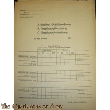 Heer Personal-Stärkeberechnung/Verpflegungsberechnung/Verpflegungsabrechnung 1944