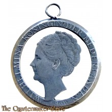 WW2 zilveren rijksdaalder voor aan  ketting ; stil verzet 1940/45