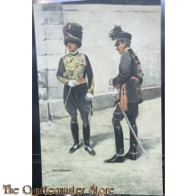 Prent briefkaart no 20 Officieren Rijdende Artillerie en Veldartillerie in  ceremonieele tenue 