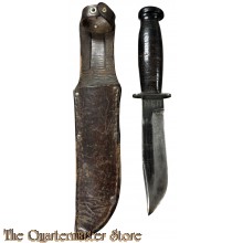 WWII Navy USN (Mark 1) Fighting Knife with leather scabbard 