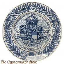 Keramiek wandbord 25-jarig huwelijk HKH Wilhelmina en ZKH Hendrik