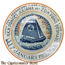 Keramiek Huwelijksbord Prinses Juliana en Prins Bernhard 1937