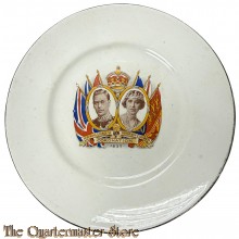 Keramieken Wandbord ter herdenking van de kroning van Koning George VI en Koningin Elizabeth in 1937