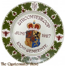 Keramieken Wandbord ter herdenking van stroomverkoop juni 1927 100ste gemeente Melick-Herkenbosch