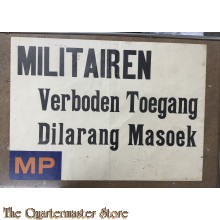 Poster Ned Indie 1947 Militairen Verboden Toegang Dilarang Masoek MP