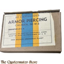 Carton box for 20 pieces armor piercing .30 M 2