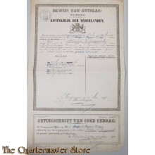 Bewijs van ontslag 4e Battalion 3e Regiment Infanterie W. Boogaard 1898