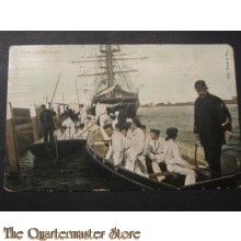 Prent briefkaart 1905 Terug van het roeien