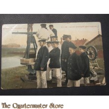 Prent briefkaart 1905 Schieten met kanonnen van 3,7 van het beweegelijk opstellingsvlak