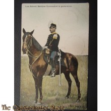 Prent briefkaart 1905 Luit-Kol Batallion commandant in Groote tenue