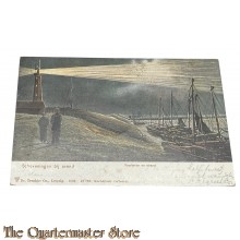 Ansicht Scheveningen bij avond, Vuurtoren en strand 1905