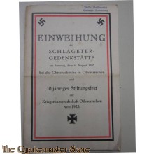 Brochure Einweihung Slageter Gedenk statte 6 aug 1933