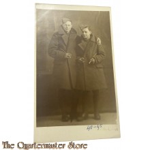 WW2 Photograph 2 Soldiers in overcoat 