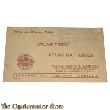 1930’s garantiehouder (envelop) van de Standard Oil Company (Indiana) voor Atlas-banden en -accu's