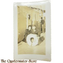 WW2 original Photo US Officer with wife on board  USS Missouri