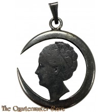 WW2 zilveren rijksdaalder voor aan  ketting ; stil verzet 1940/45