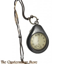 WW1 period silver pocketwatch with metal cover and chain 