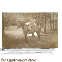 Postkarte/ Photo 1914 Deutscher Kavalerie Offizier mit Pferd