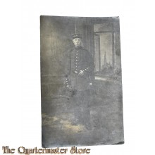 Postkarte / Studio photo 1914  Deutscher Soldat mit Seitengewehr und troddel