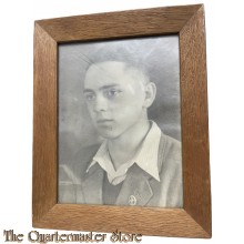 Framed  portret young boy with Hitler Youth shooting award