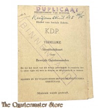 Tijdelijke identiteitskaart voor bevrijde geïnterneerden 1946