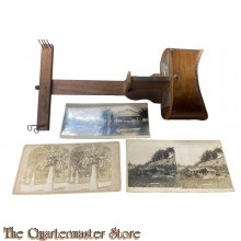 WW1 Stereokijker met foto's  Ned Indie (Wooden stereoscope with WW1 period stereo photographs)