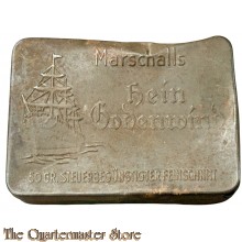 pre 1940  Blechdose, Tabakdose, Marschalls "Hein Godenwind", steuerbegünstigter Tabak
