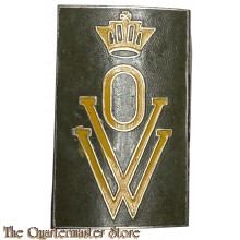 Metalen mouwschild OVW Ned Indie (Oorlogs VrijWilliger)