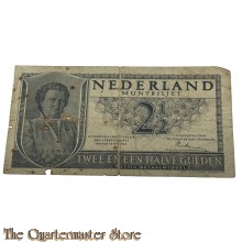 Munt biljet tweeenhalve gulden 1949 Cat. Nr. 16-1b - 1 cijfer met 2 letters en 6 cijfers, met daarop de handtekening van Lieftinck.)