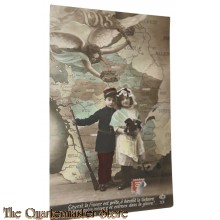 France - 1915 Postcard  Ça yest, la France est prèle, a bientôt la lictoire Créons notre ménage et entrons dans la gloire'