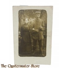 Postkarte/Studio photo 1914-18 Deutscher Soldat mit Ehefrau 