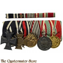 5er WK1 Ordensspange mit spange  (5 piece WW1 German medalset with ribbonbar)