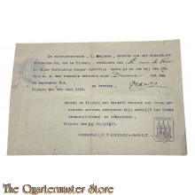 Vakantie bevestiging Missiehuis Tilburg 26 juli 1918