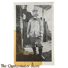 (Feld) Postkarte 1916 Deutscher Soldat mit Gasmaske