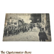 (Feld)Postkarte 1915 Französische Gefangene aus dem Bois d' Willy auf dem Marsch durch Vigneulles