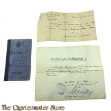 WK1 Militairpass mit EK2 urkunde Walther Alfons Illmann 2 Erz Machinengewehr Komp XX Armee Korps 