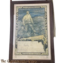 Framed Oorkonde horende bij de Yser medaille 1914-1915