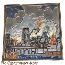 Westraven Utrecht - Cloisonné Wand Tegel - voorstellende onweer boven Rotterdam, met opschrift: 1940 Rotterdam Het onweer ontlaadt zich