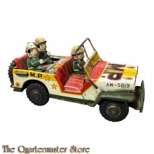 M.P. Military Police Tin Litho Friction Jeep AM-5819 with MP's 